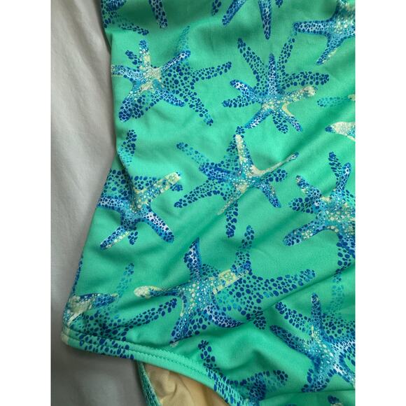 Lands End 1 Piece Starfish Swimsuit‎ Blue Green Size XL 14-16 - Picture 4 of 8